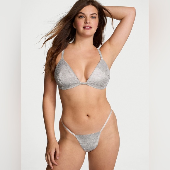 NWT Victoria’s Secret VERY SEXY Shine Triangle Bralette & V-String Panty Set